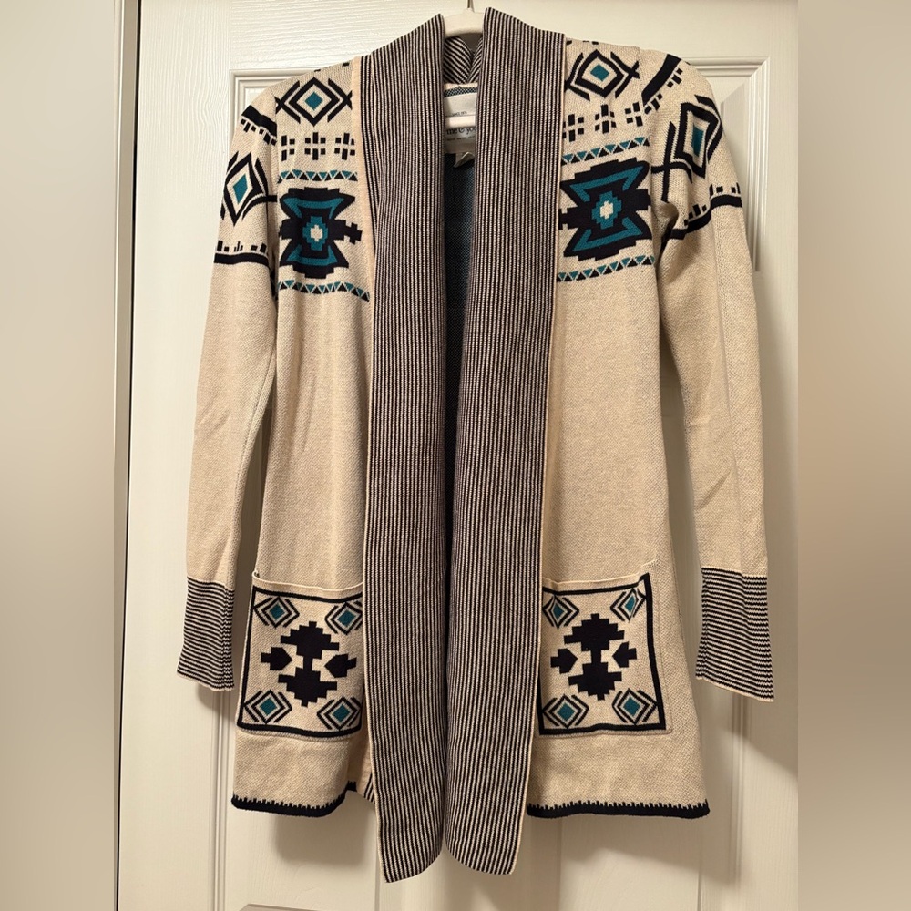Tribal Patterned Cream and Black Women's Sweater